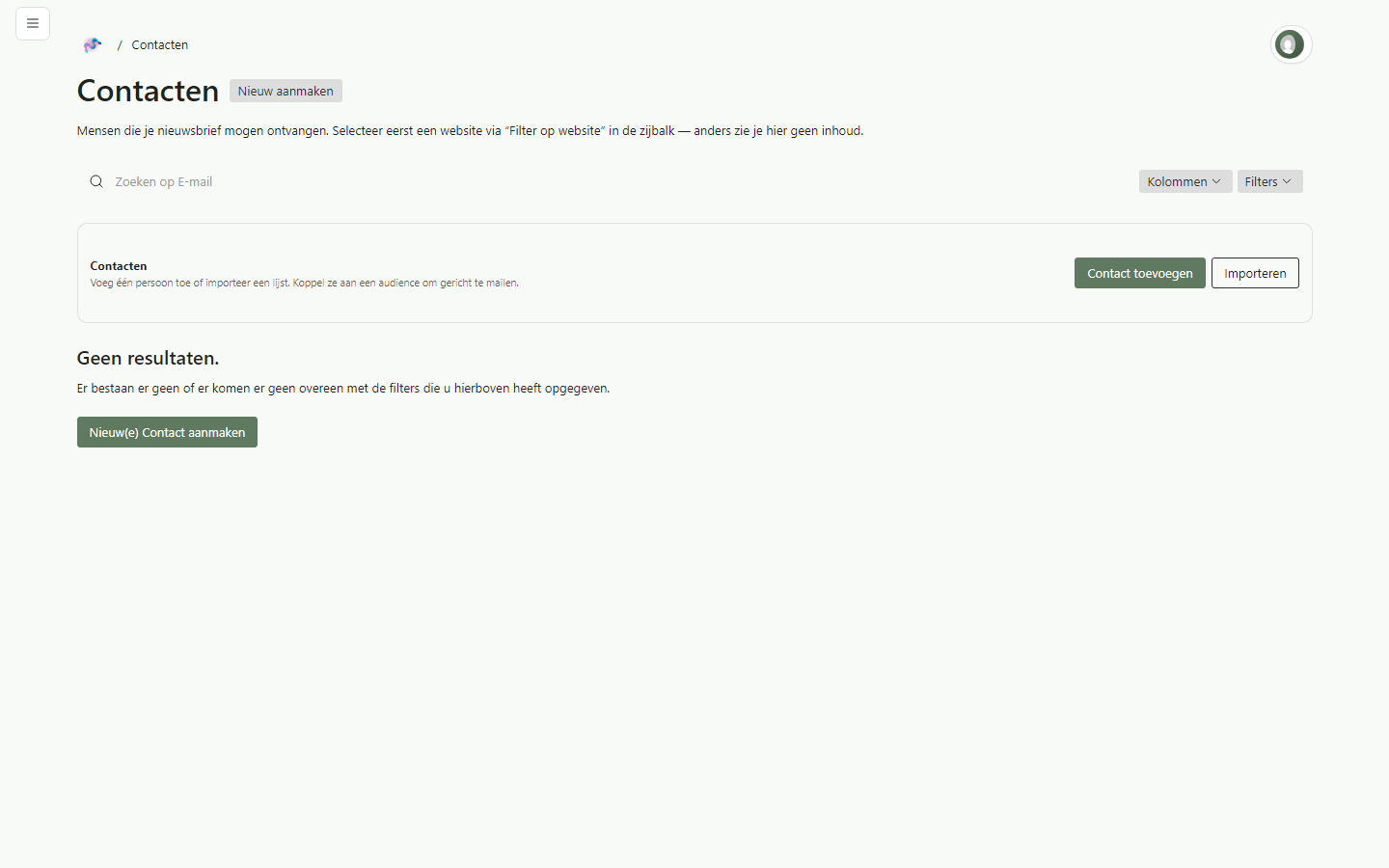 Contactenlijst voor ledenmail in Studio Desk